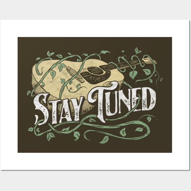 Stay Tuned! Acoustic Guitar & Vine Vintage Music Artistic Wall Art by GIANTSTEPDESIGN